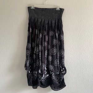 LAPIS Dress/Skirt - Black and white floral strapless dress